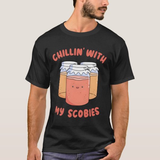 私のスコビーKombucha愛おもしろい者スコブとチリン Tシャツ (正面)