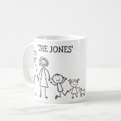 私のスティックフィギュアファミリー コーヒーマグカップ (正面左)