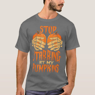 私のストップかぼちゃのスケルトン手を怖いホー見て Tシャツ