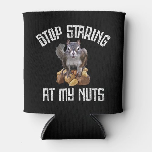 私のストップナッツを見てる – リスおもしろいレル愛好家 缶クーラー (正面)