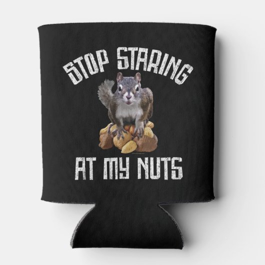 私のストップナッツを見てる – リスおもしろいレル愛好家 缶クーラー (裏面)