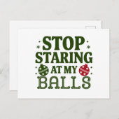 私のストップボールの汚いクリスマスのユーモアを見つめて シーズンポストカード (正面/裏面)