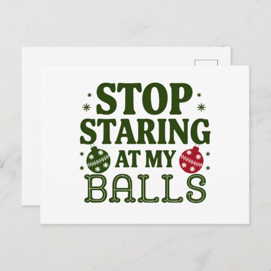 私のストップボールの汚いクリスマスのユーモアを見つめて シーズンポストカード (正面/裏面)