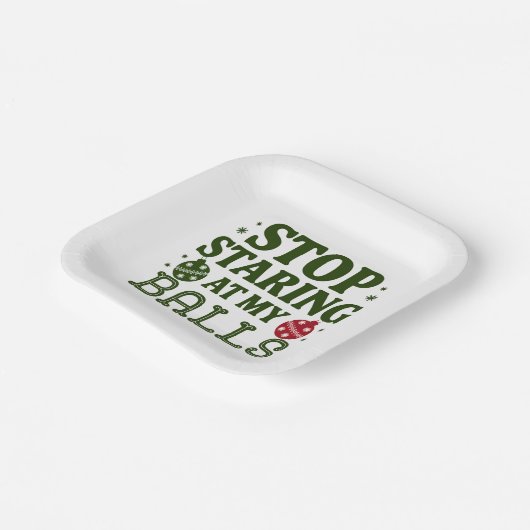 私のストップボールの汚いクリスマスのユーモアを見つめて ペーパープレート (傾斜あり)