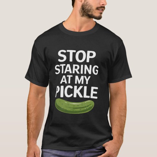 私のストップ漬け物を見つめおもしろいる食べ物 Tシャツ (正面)