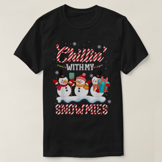 私のスノーミーサンタ雪だるまスカーフでチリン Tシャツ (デザイン正面)