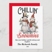 私のスノーヴィンテージクリスマスとチリン シーズンカード (正面/裏面)