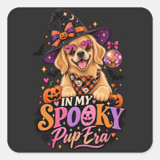 私のスプーキー・パップ時代 ゴールデン・レトリバー ハロウィン ウィ スクエアシール