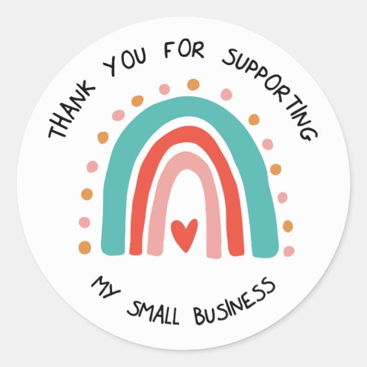 私のスモールビジネスをサポートしてくれてありがとう – Boho ラウンドシール (正面)