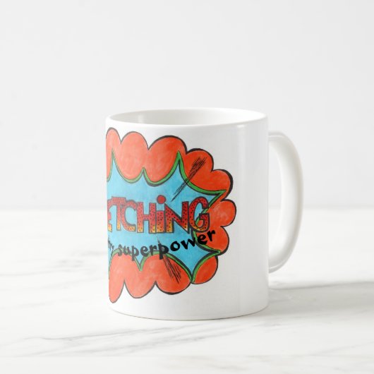 私のスーパーパワーであるKvestigingおもしろい:引用文マグ コーヒーマグカップ (正面右)