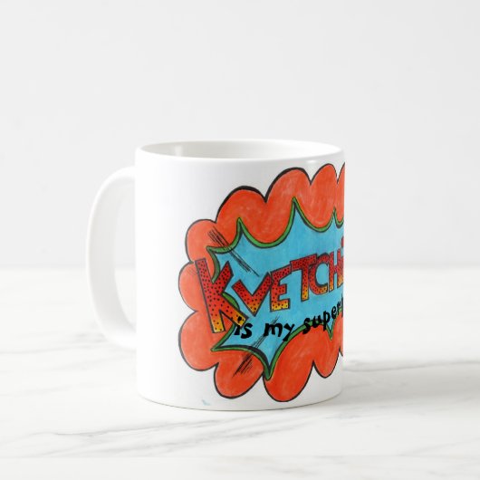 私のスーパーパワーであるKvestigingおもしろい:引用文マグ コーヒーマグカップ (正面左)