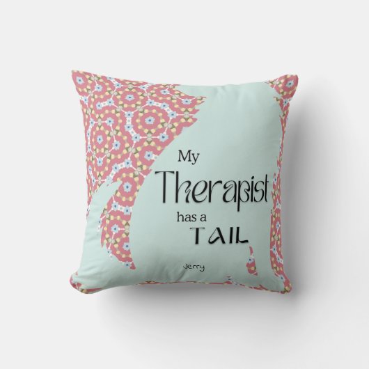 私のセラピストはテールパステルピンクのブルーフローラを持っている クッション (正面)