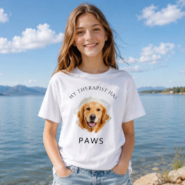 私のセラピストは肉球を持っているゴールデンレトリバー 写真 ギャル Tシャツ