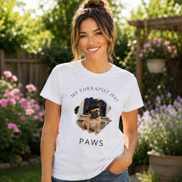 私のセラピストは肉球を持っているフレンチブルドッグの写真 女性向け Tシャツ