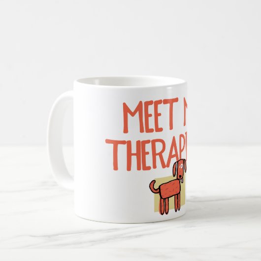 私のセラピスト陶磁器犬のマグに会って下さい コーヒーマグカップ (正面左)