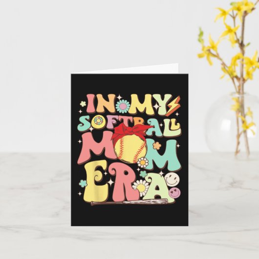 私のソフトボールで母の時代おもしろい野球の母の母 カード (黄色い花)