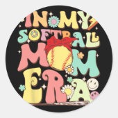 私のソフトボールで母の時代おもしろい野球の母の母 ラウンドシール (正面)