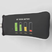 私のソーシャル・バッテリーはソーシャル・ユーモアを内向きに ゴルフヘッドカバー (正面)