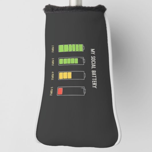 私のソーシャル・バッテリーはソーシャル・ユーモアを内向きに ゴルフヘッドカバー (回転90)