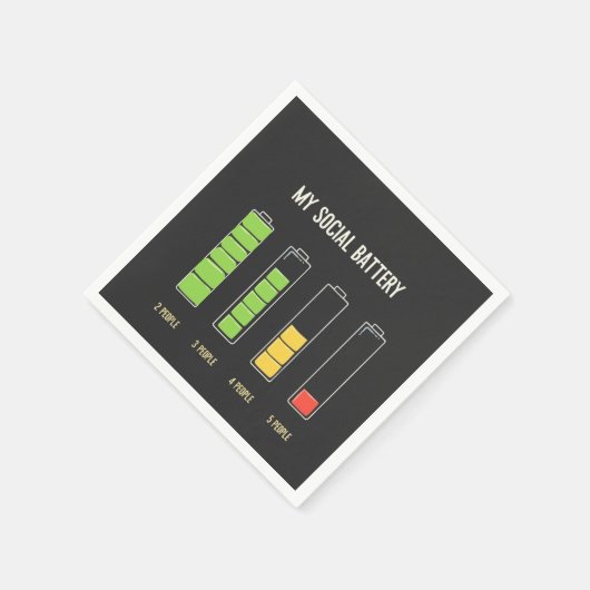 私のソーシャル・バッテリーはソーシャル・ユーモアを内向きに スタンダードカクテルナプキン (角)