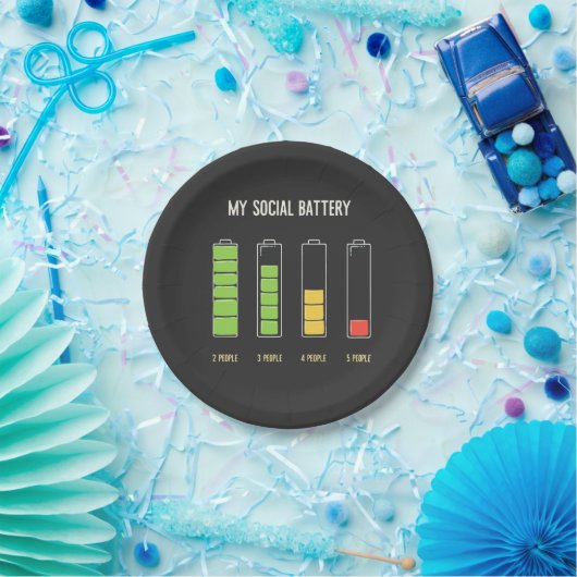 私のソーシャル・バッテリーはソーシャル・ユーモアを内向きに ペーパープレート (パーティー)