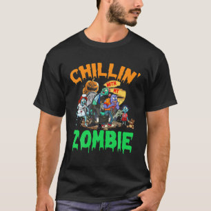 私のゾンビかわいいゾンビとチリンのハロウィーンCos Tシャツ