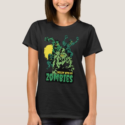私のゾンビで凍るハロウィンゾンビモンスター Tシャツ (正面)