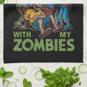 私のゾンビとチリンのハロウィーンの少年のおもしろい子供 キッチンタオル (折り畳み)