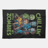 私のゾンビとチリンのハロウィーンの少年のおもしろい子供 キッチンタオル (横)