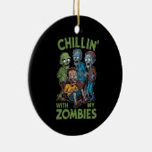 私のゾンビとチリンのハロウィーンの少年のおもしろい子供 セラミックオーナメント (右)