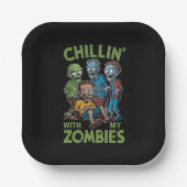 私のゾンビとチリンのハロウィーンの少年のおもしろい子供 ペーパープレート (正面)