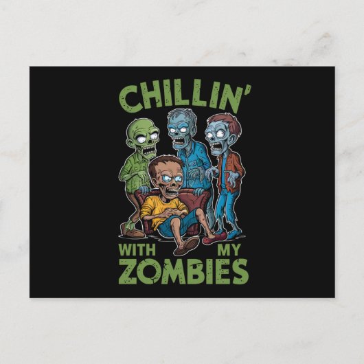 私のゾンビとチリンのハロウィーンの少年のおもしろい子供 ポストカード (正面)