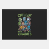 私のゾンビとチリンのハロウィーンの少年のおもしろい子供 ラッピングペーパーシート (正面)