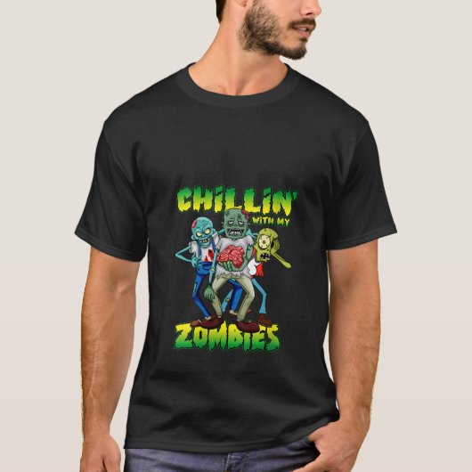 私のゾンビの子供と肌寒い女性ハロウィングラ Tシャツ (正面)