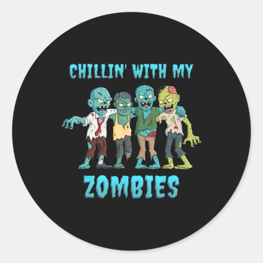 私のゾンビ男の子の女の子とハロウィーンチリン ラウンドシール (正面)