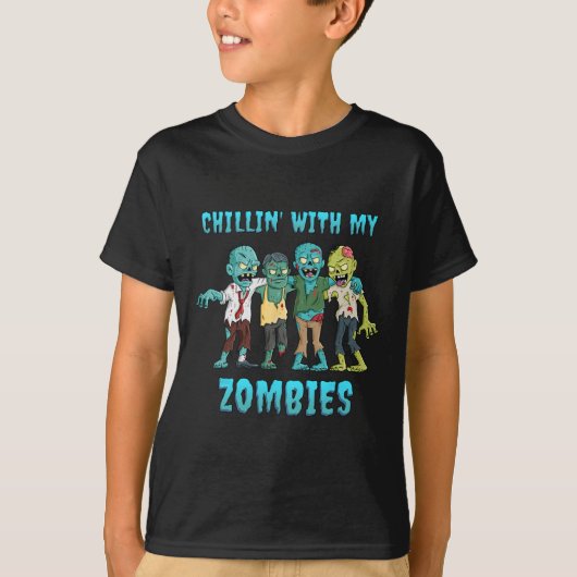 私のゾンビ男の子の女の子とハロウィーンチリン Tシャツ (正面)
