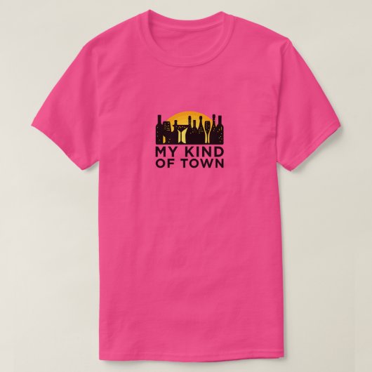 私のタイプの町ワインとビールの形bを持つ都市 tシャツ (デザイン正面)
