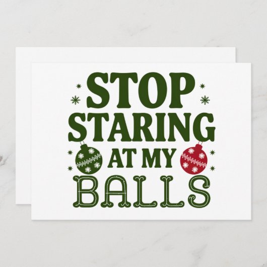 私のタマをジロジロ見るな 汚いクリスマスのユーモア シーズンカード (正面/裏面)