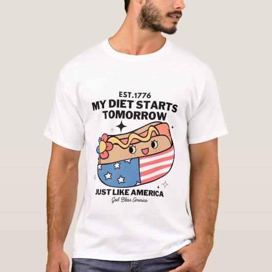 私のダイエットは明日からアメリカのように始まる Tシャツ (正面)