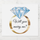 私のダイヤモンド婚約リングや輪 スパークリングワインラベル (シングルラベル)