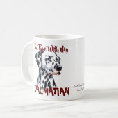 私のダルマチアと白いティータイムのかわいい黒 コーヒーマグカップ (正面左)