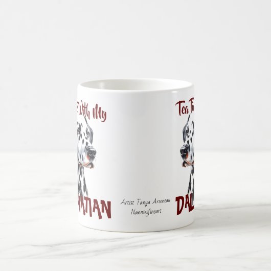 私のダルマチアと白いティータイムのかわいい黒 コーヒーマグカップ (中央)