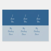 私のダーリングブルーカラーブロックあなたを愛する ラッピングペーパーシート (正面3)