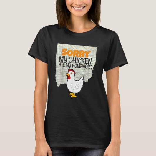 私のチキン私の食べ宿題キッズ先生学校 Tシャツ (正面)
