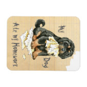 私のチベット語のマスチフ食べィッフ私の宿題 マグネット (横)