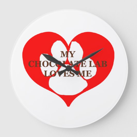 私のチョコレートラボは私を愛している ラージ壁時計 (正面)