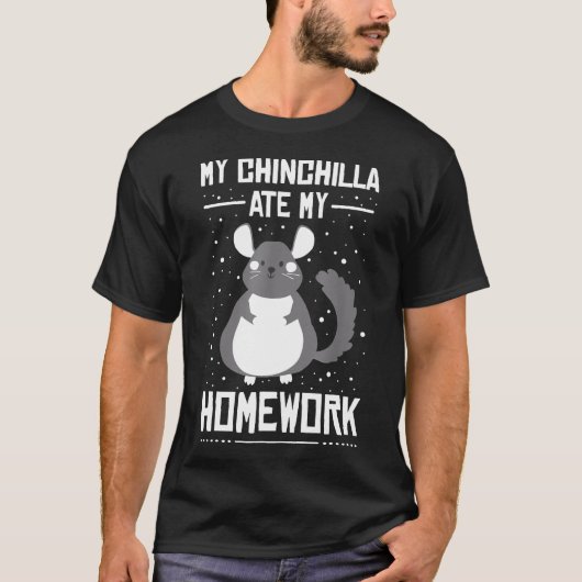 私のチンチラ食べ私の宿題学生の皮肉P Tシャツ (正面)