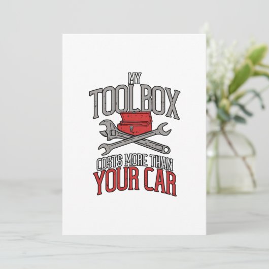 私のツールボックスはあなたの車の整備士ギフトより多くの サンキューカード (スタンド正面)