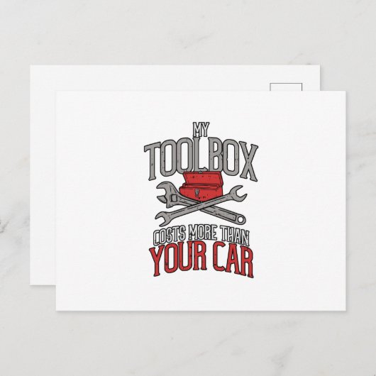 私のツールボックスはあなたの車の整備士ギフトより多くの 案内ポストカード (正面/裏面)