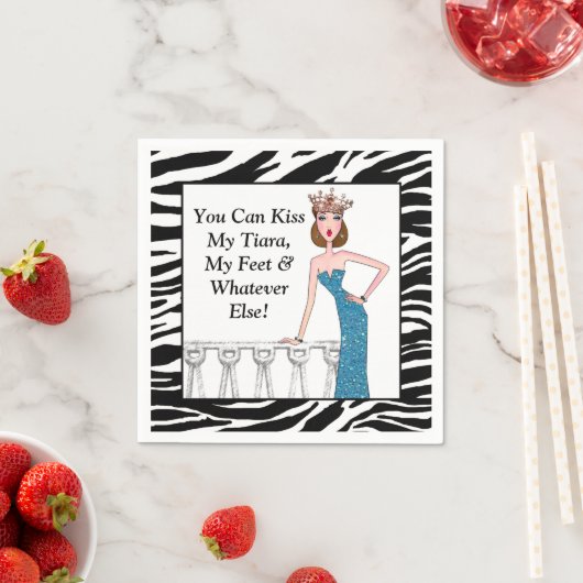「私のティアラ、私の足、その他のキスは何でも食べられるわ!」 スタンダードカクテルナプキン (インサイチュ)